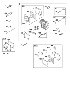 Cylinder Head Group Diagram and Parts List for 121S0B-0071-F1  Briggs and Stratton Engine